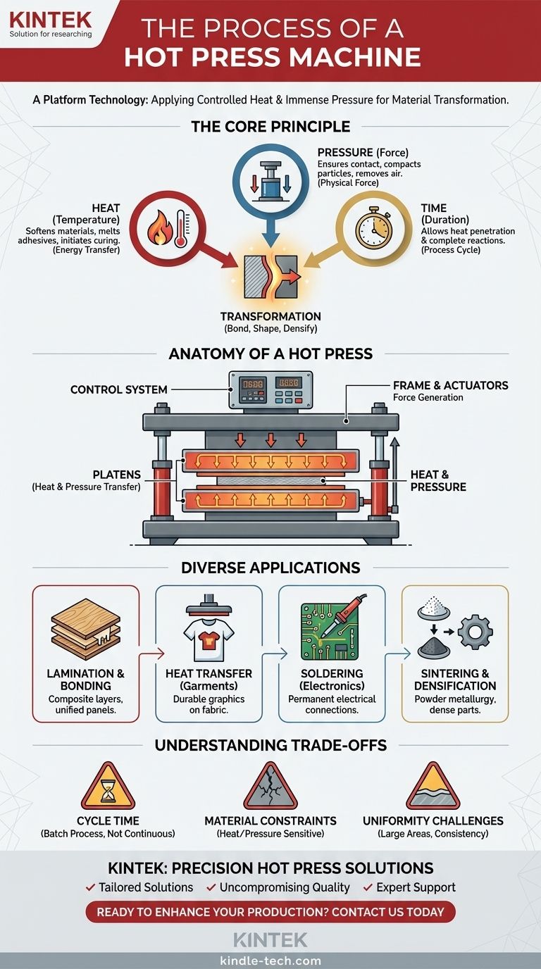 ما هي عملية آلة الضغط الساخن؟ ربط وتشكيل وتكثيف المواد بدقة دليل مرئي