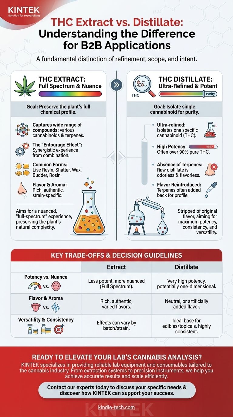 THC抽出物と蒸留物の違いは何ですか？フルスペクトラムと純粋な効能のガイド ビジュアルガイド