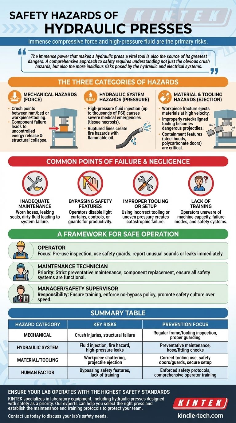 Каковы опасности гидравлических прессов? Смягчение рисков раздавливания, впрыска и выброса Визуальное руководство