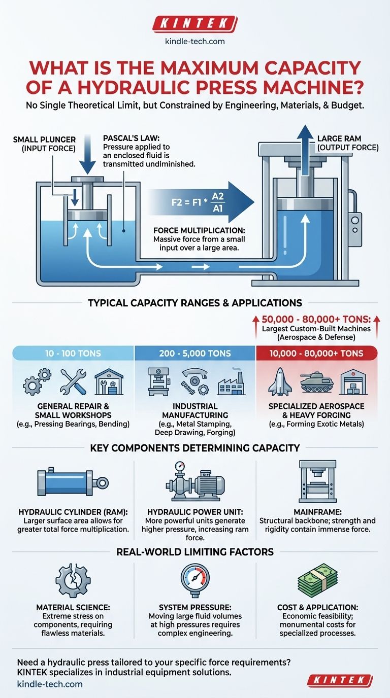 液压机最大承载能力是多少？从20吨到80,000+吨 图解指南