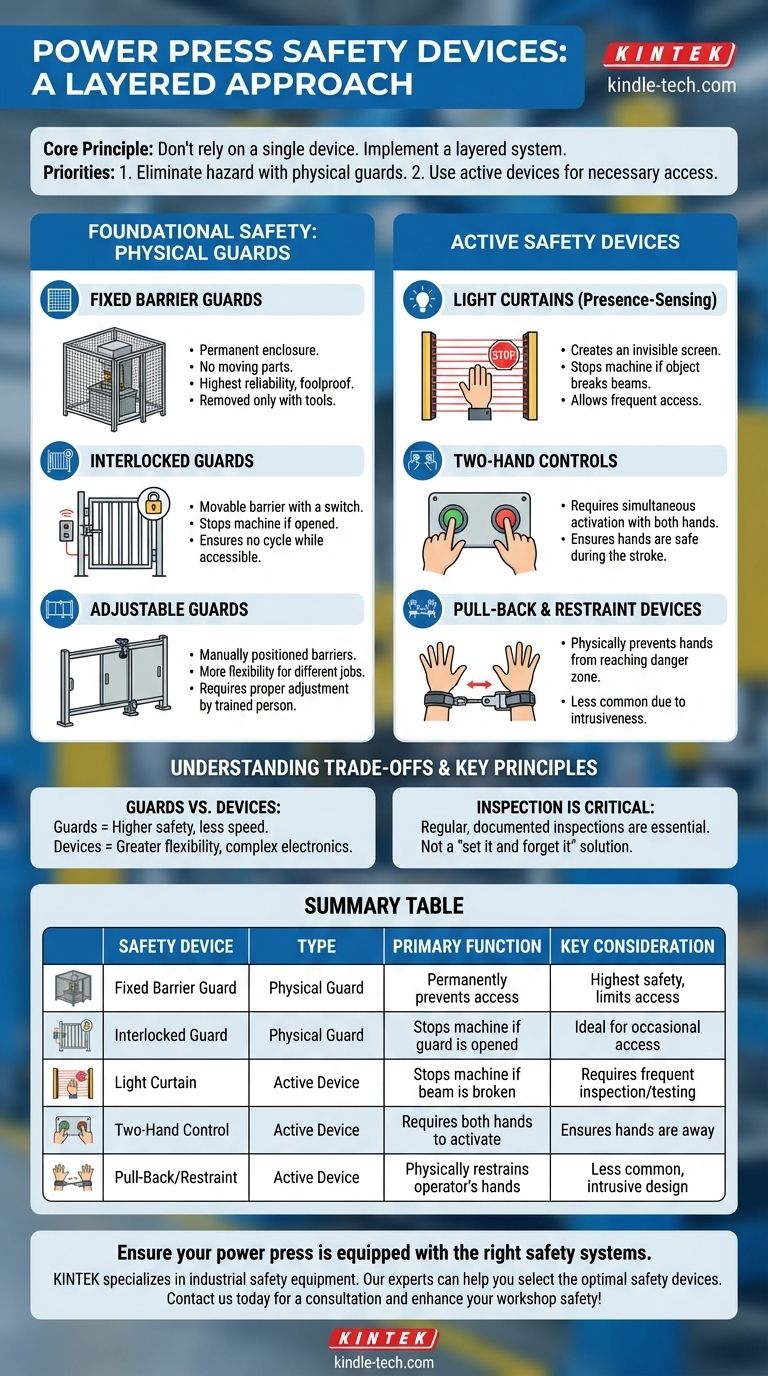 동력 프레스 기계에 사용되는 안전 장치는 무엇입니까? 작업자 보호를 위한 필수 가드 및 시스템 시각적 가이드