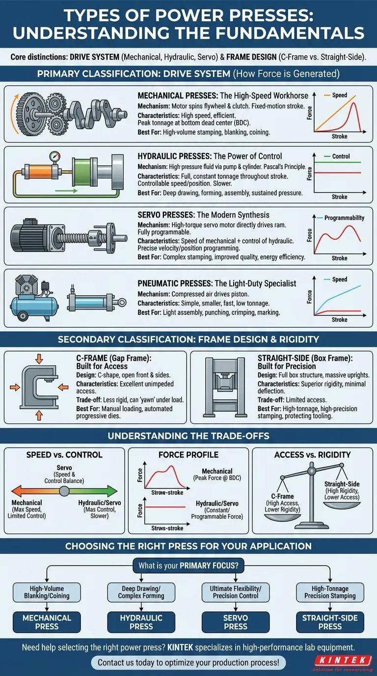 Combien de types de presses mécaniques existe-t-il ? Un guide des presses mécaniques, hydrauliques et à servomoteur Guide Visuel