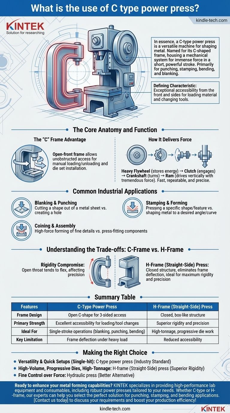 C형 파워 프레스의 용도는 무엇입니까? 펀칭, 스탬핑 및 벤딩을 위한 다목적 금속 성형 시각적 가이드