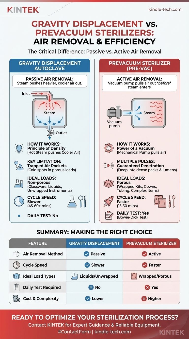 En quoi un autoclave à déplacement par gravité fonctionne-t-il différemment d'un stérilisateur à pré-vide ? Comparez les méthodes de stérilisation Guide Visuel