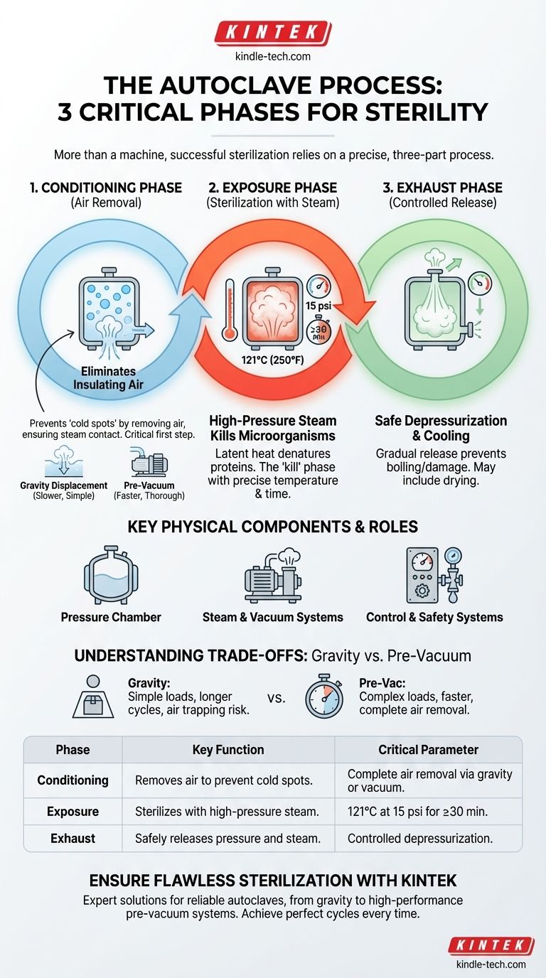 Was sind die drei Komponenten der Autoklavierung? Meistern Sie die Phasen für eine perfekte Sterilisation Visuelle Anleitung