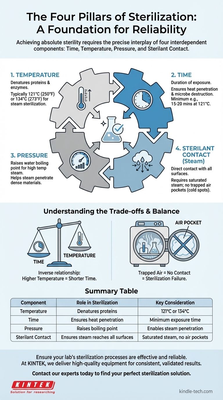Quali sono le quattro componenti della sterilizzazione? Padroneggiare i pilastri di una sterilizzazione efficace Guida Visiva