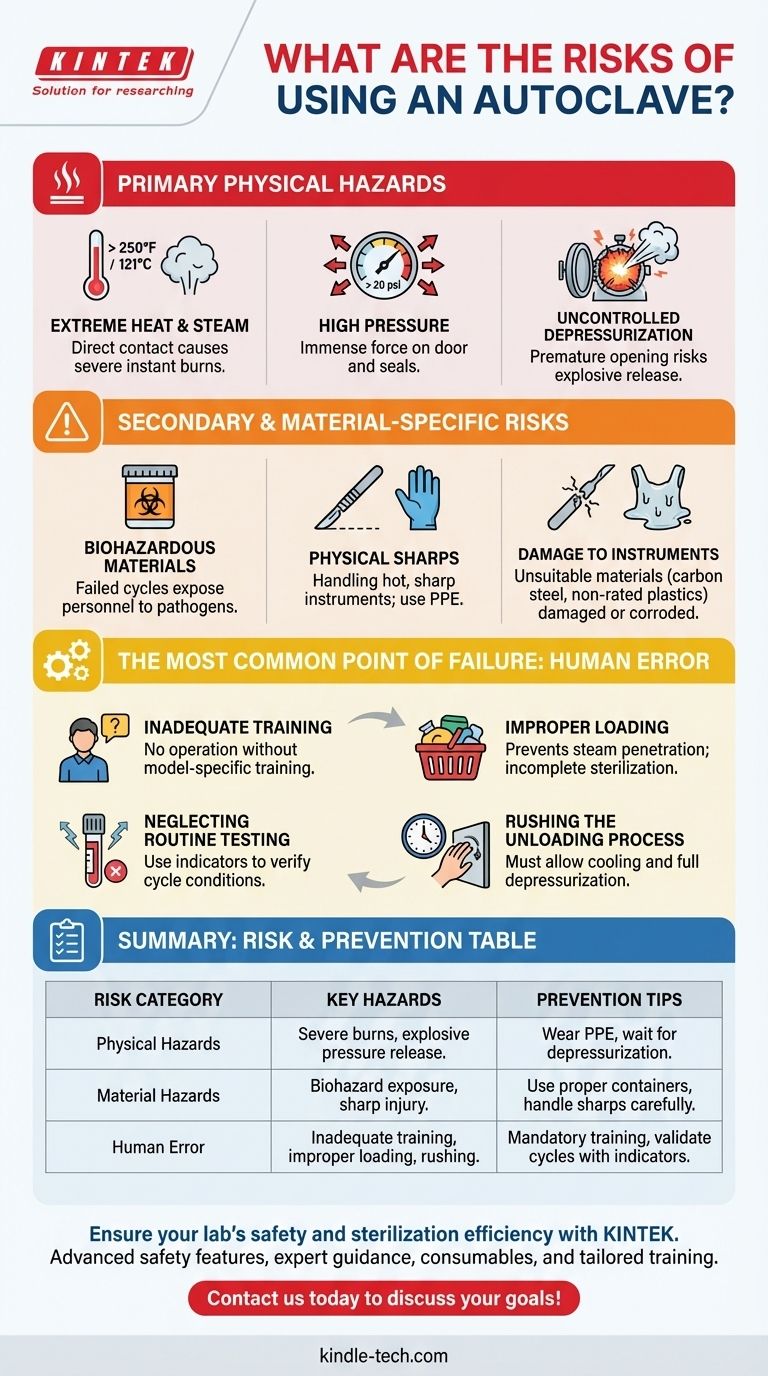 ¿Cuáles son los riesgos de usar un autoclave? Evite quemaduras graves y fallos de esterilización Guía Visual