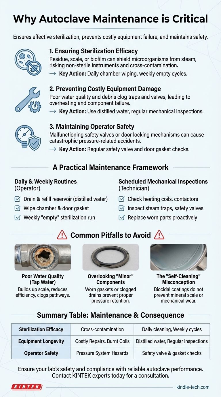 Pourquoi l'entretien et le nettoyage appropriés de l'autoclave sont-ils importants ? Assurer l'efficacité et la sécurité de la stérilisation Guide Visuel