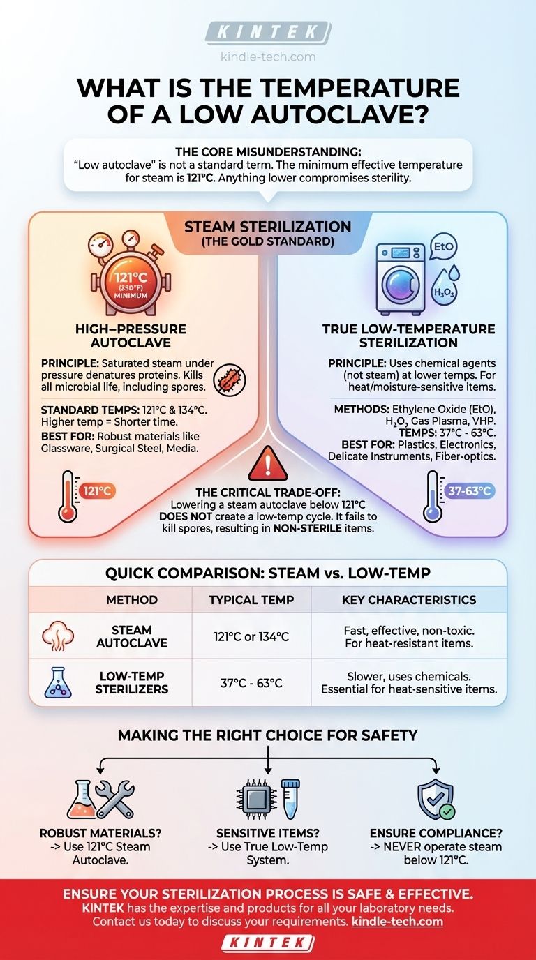 저온 고압멸균기의 온도는 얼마인가요? 멸균을 위한 임계 최소 온도 시각적 가이드