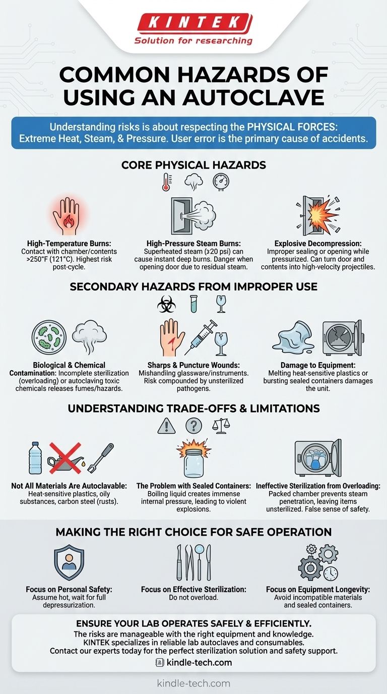 Quels sont les dangers les plus courants liés à l'utilisation d'un autoclave ? Évitez les brûlures, les explosions et les échecs de stérilisation Guide Visuel