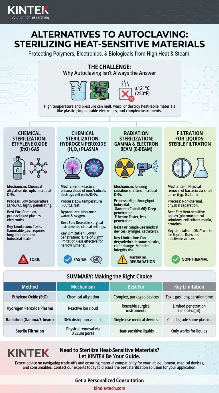 ¿Cuál es una alternativa al autoclave para esterilizar materiales sensibles al calor? Comparar métodos y riesgos Guía Visual