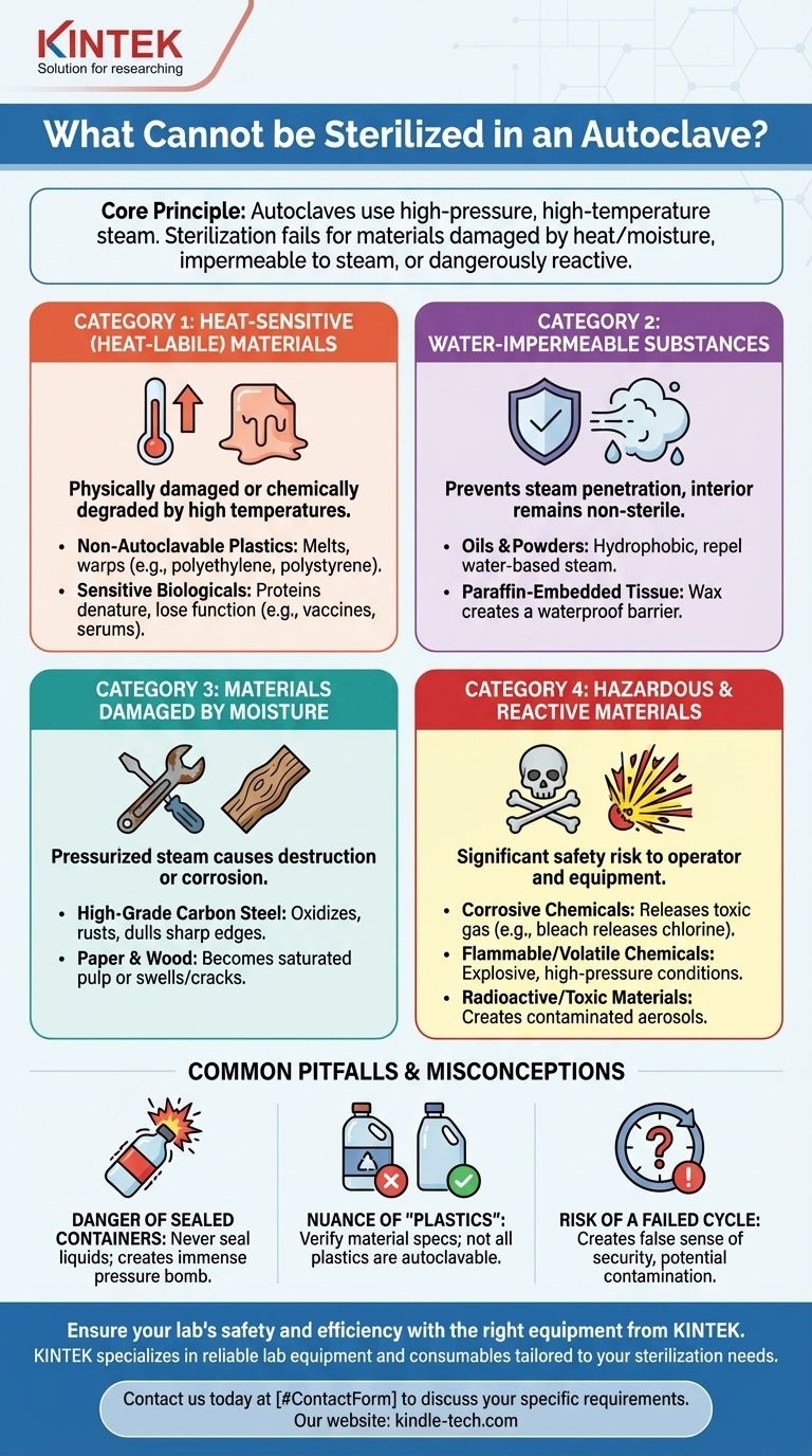 オートクレーブで滅菌できないものは何ですか？熱と湿気による損傷から研究室を守る ビジュアルガイド
