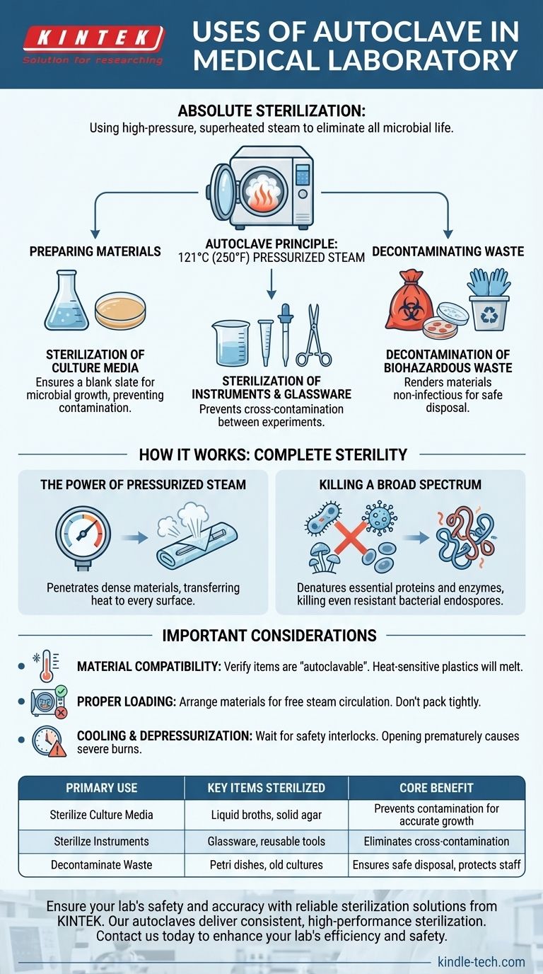 Quali sono gli usi dell'autoclave in un laboratorio medico? Garantire operazioni di laboratorio sterili e sicure Guida Visiva