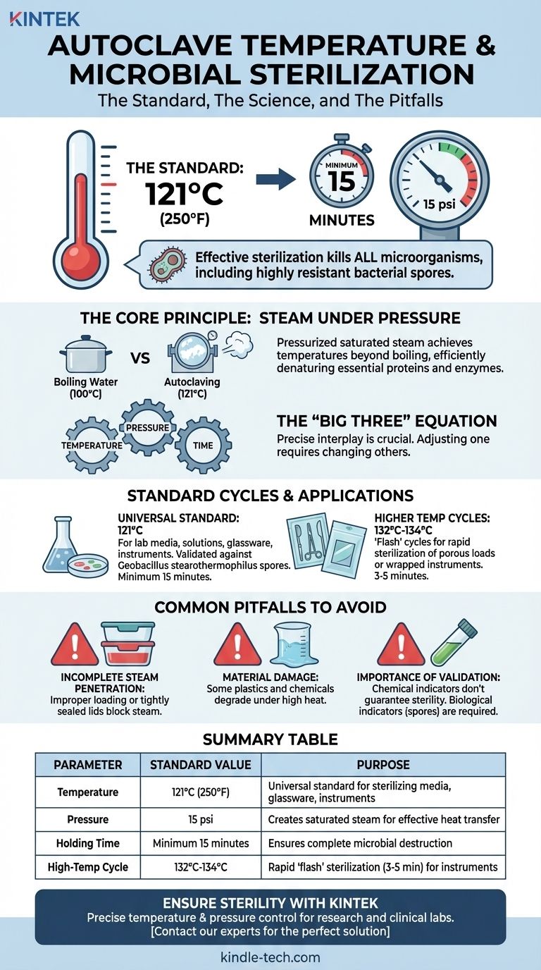 Quelle est la température utilisée pour l'autoclavage des micro-organismes ? Assurez une stérilisation fiable dans votre laboratoire Guide Visuel