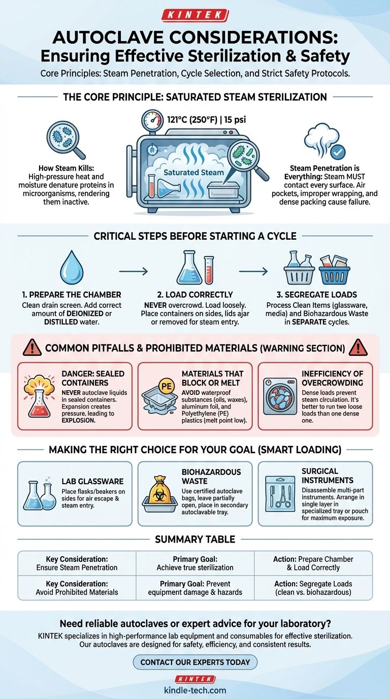 What are the considerations for autoclave? Ensure Sterilization Success and Safety Visual Guide