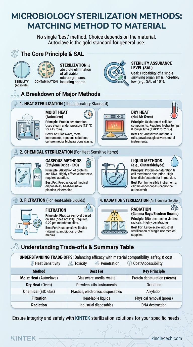 미생물학에서 가장 좋은 멸균 방법은 무엇인가요? 최적의 결과를 위해 재료에 맞는 방법을 선택하세요. 시각적 가이드