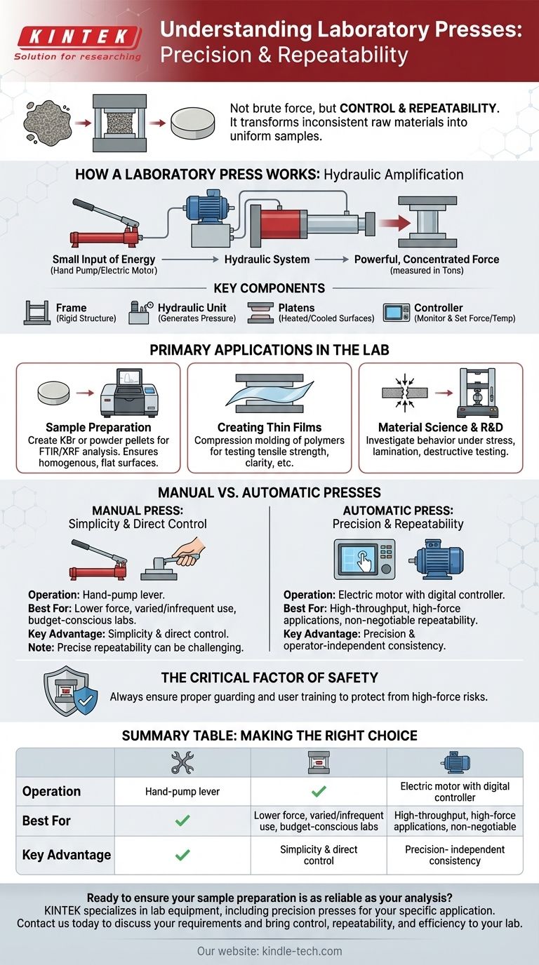 What is a laboratory press? Achieve Precise Sample Preparation for Reliable Analysis Visual Guide