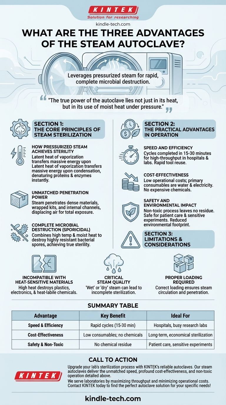 What are the three advantages of the steam autoclave? Unmatched Speed, Cost-Effectiveness & Safety Visual Guide
