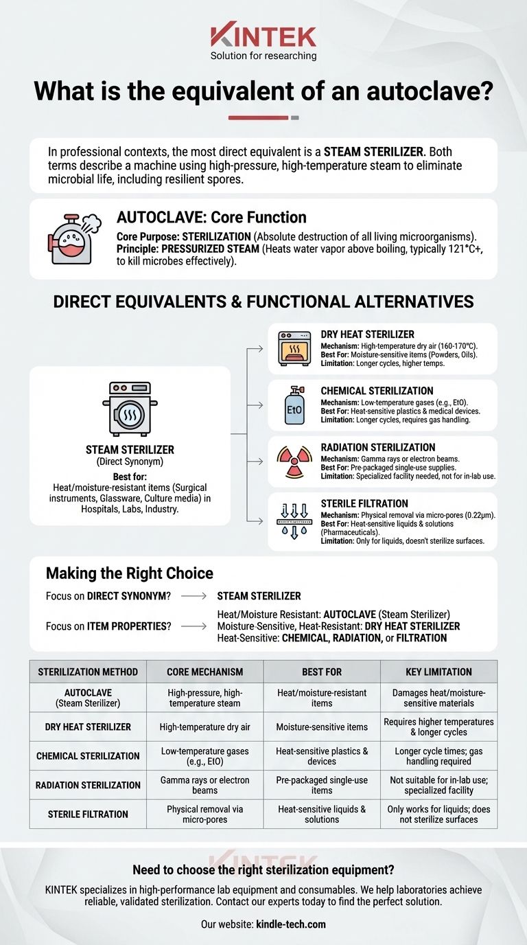 오토클레이브의 동등품은 무엇인가요? 귀하의 필요에 맞는 올바른 멸균 방법을 찾으세요 시각적 가이드