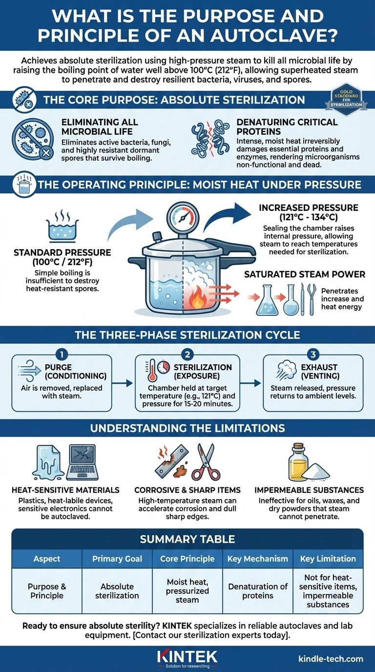 オートクレーブの目的と原理は何ですか？高圧蒸気による絶対滅菌の達成 ビジュアルガイド