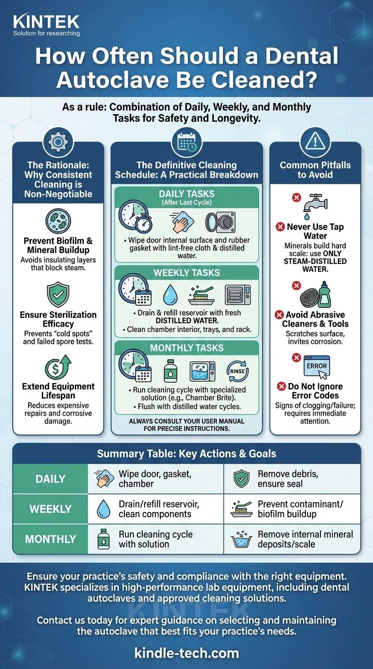 How often should a dental autoclave be cleaned? A Daily, Weekly, and Monthly Guide Visual Guide