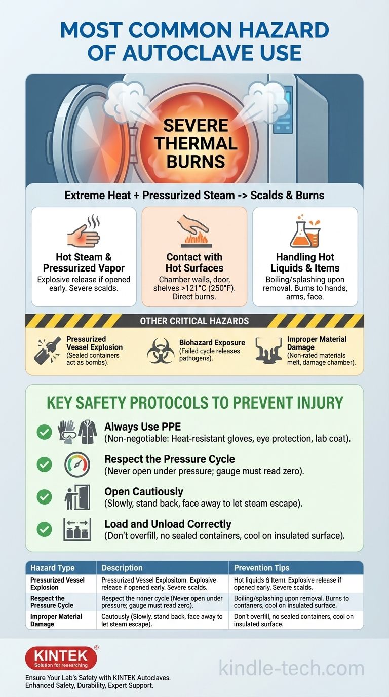 Qual é o perigo mais comum no uso de uma autoclave? Prevenir Queimaduras Térmicas Graves e Acidentes Guia Visual