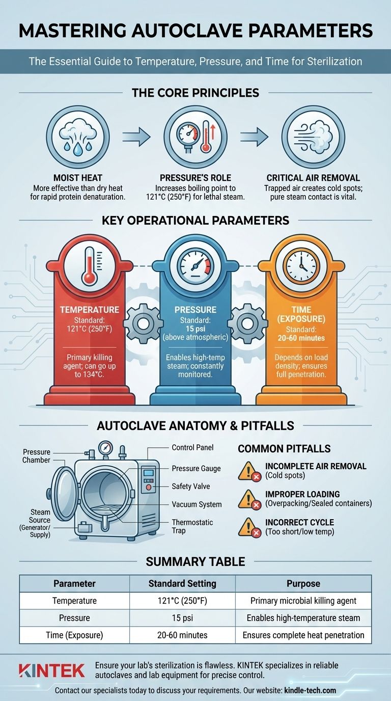What are the parameters of an autoclave machine? Master Temperature, Pressure & Time for Sterility Visual Guide