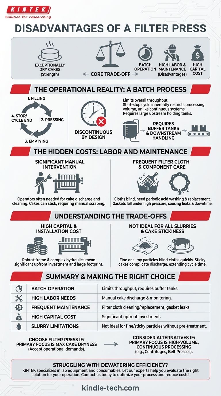 What are the disadvantages of a filter press? Key Limitations in Dewatering and Operation Visual Guide