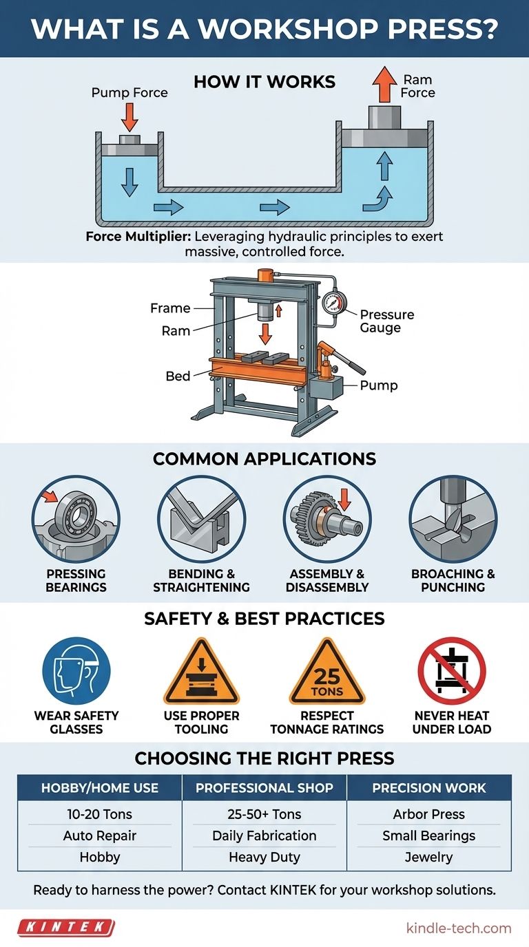 워크샵 프레스란 무엇인가요? 굽힘, 압착 및 교정에 대한 제어된 힘에 대한 궁극적인 가이드 시각적 가이드