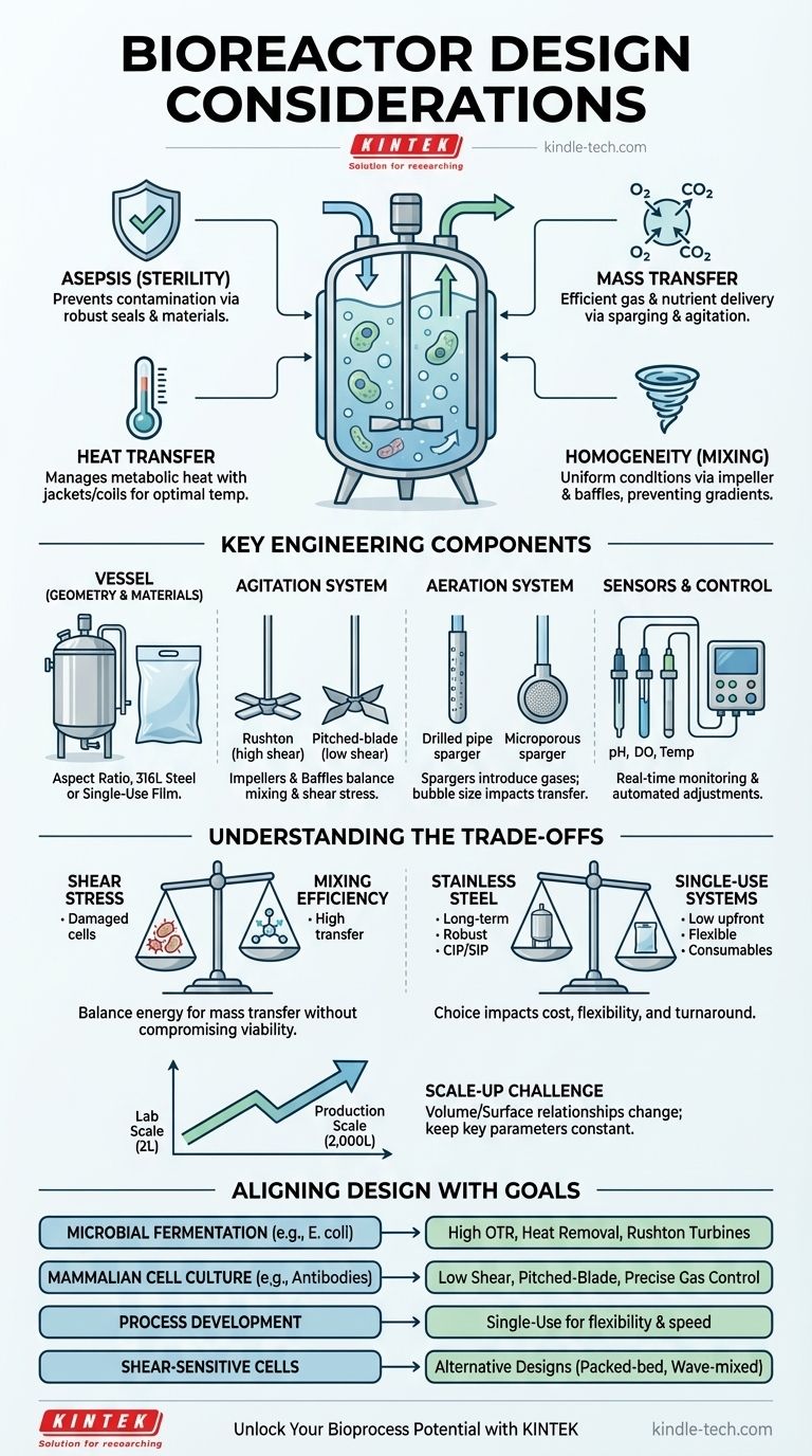 Quali sono le considerazioni per la progettazione di un bioreattore? Ottimizza il tuo bioprocesso per la massima resa Guida Visiva