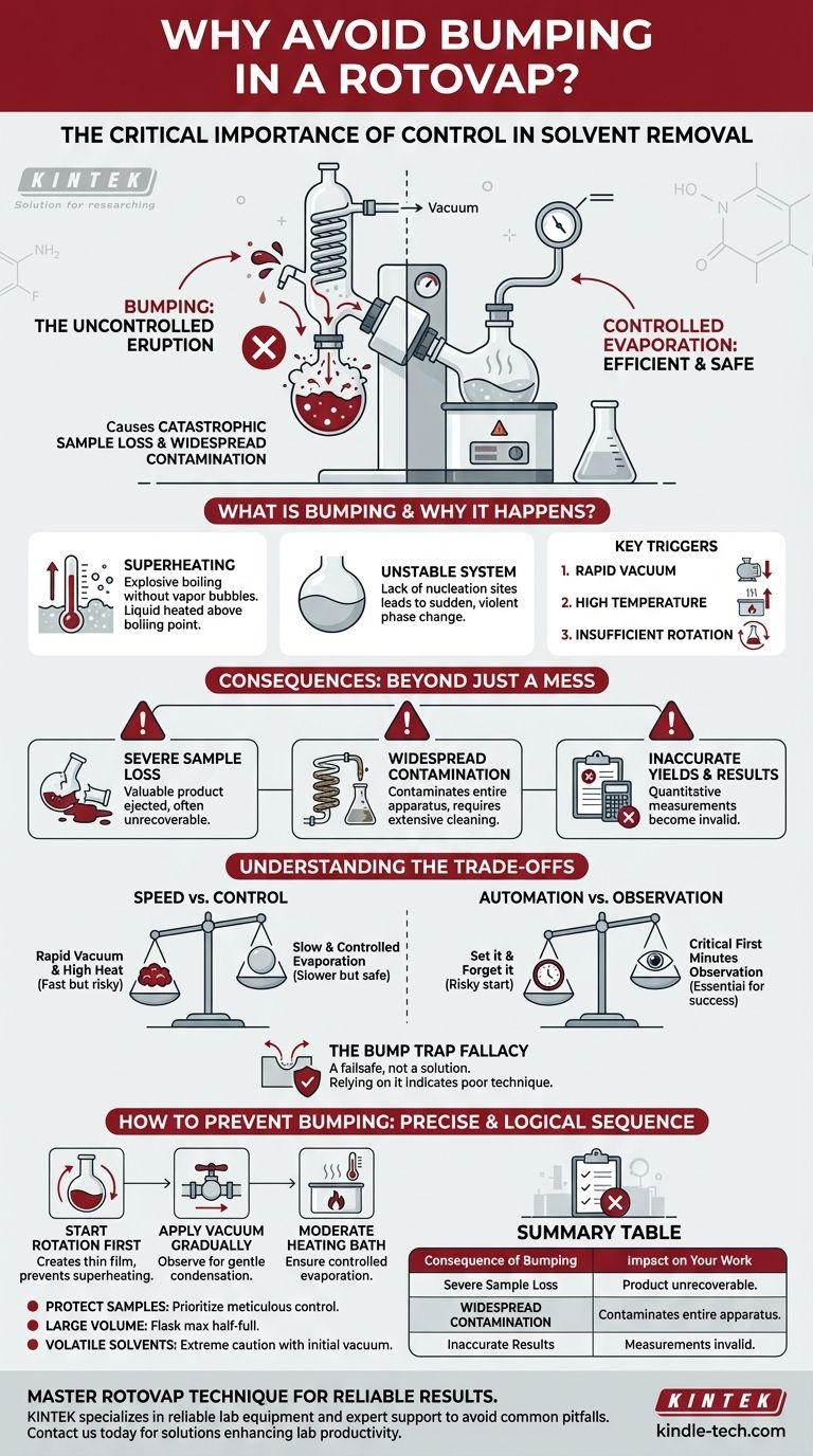Lors de l'utilisation d'un évaporateur rotatif, pourquoi faut-il éviter les projections (bumping) ? Prévenir la perte catastrophique d'échantillon et la contamination Guide Visuel