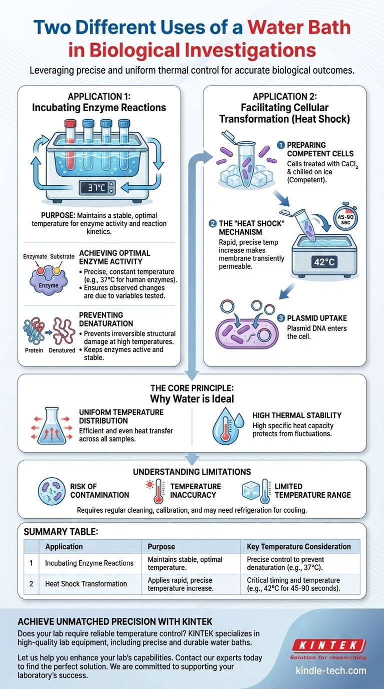 Quali sono i due usi principali dei bagni d'acqua nella ricerca biologica?Essenziale per la coltura cellulare e la preparazione dei reagenti Guida Visiva