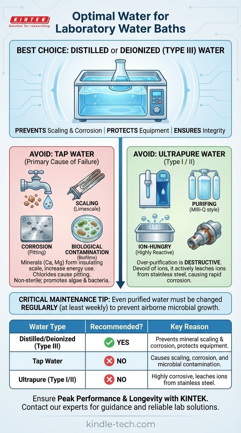 在为实验室水浴槽选择水的类型时，为什么蒸馏水是最佳选择？ 图解指南