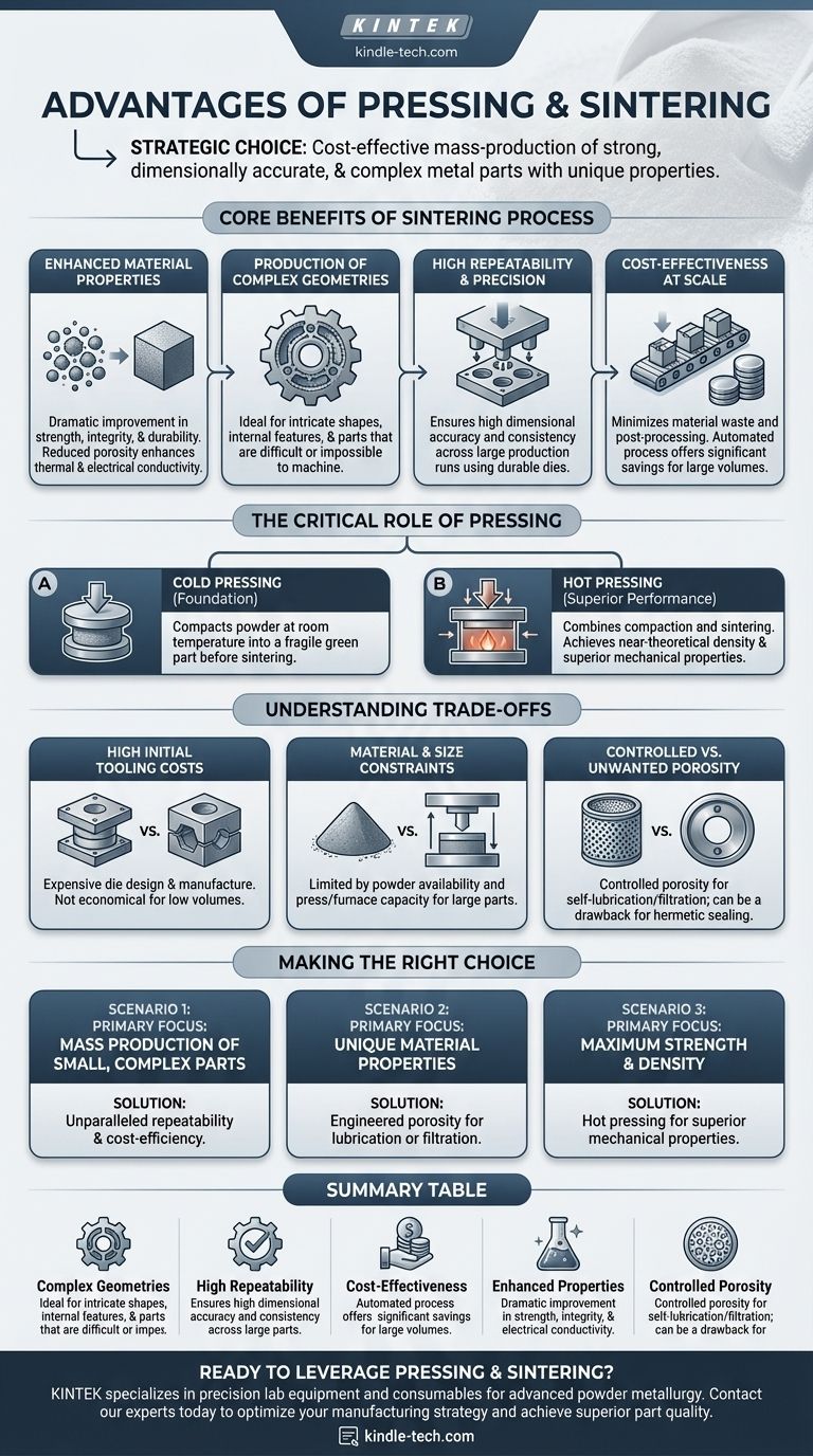 ما هي مزايا الكبس والتلبيد؟ تحقيق أجزاء معقدة وعالية القوة بتكلفة فعالة دليل مرئي