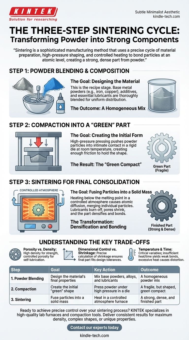 ¿Cuáles son los tres pasos del ciclo de sinterización? Domine el proceso para obtener piezas más resistentes Guía Visual