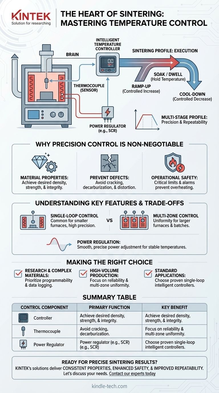 Welche der folgenden sind die wichtigsten Temperaturregelungen, die in einem Sinterofen verwendet werden? Präzise thermische Profile für überlegene Materialien meistern Visuelle Anleitung