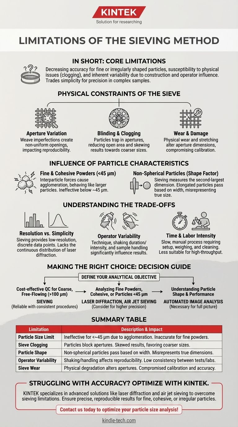 Каковы ограничения метода просеивания? Понимание проблем с точностью и размером частиц Визуальное руководство