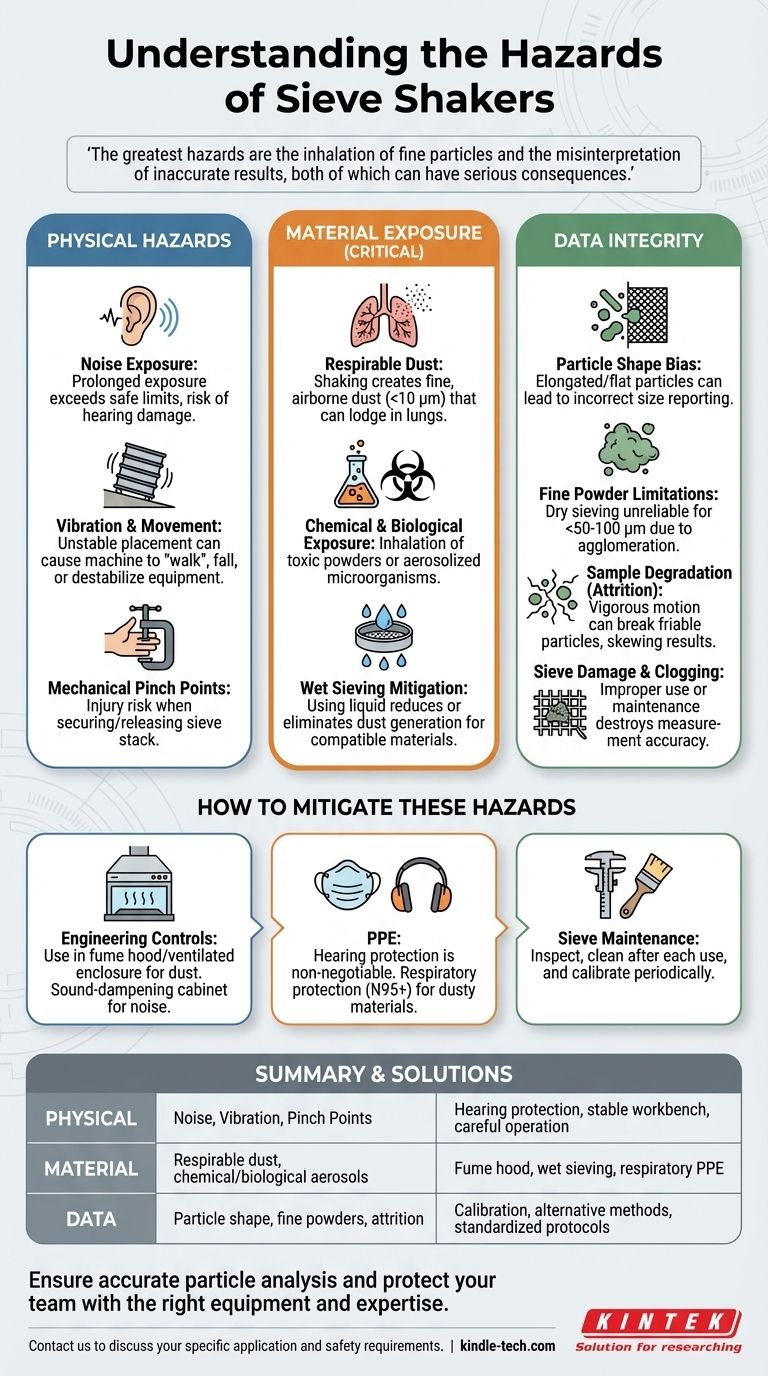 ¿Cuáles son los peligros de los tamizadores? Mitigar los riesgos de polvo, ruido y errores de datos Guía Visual