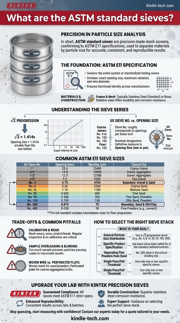 Что такое стандартные сита ASTM? Обеспечьте точный анализ размера частиц с помощью прецизионных сит Визуальное руководство