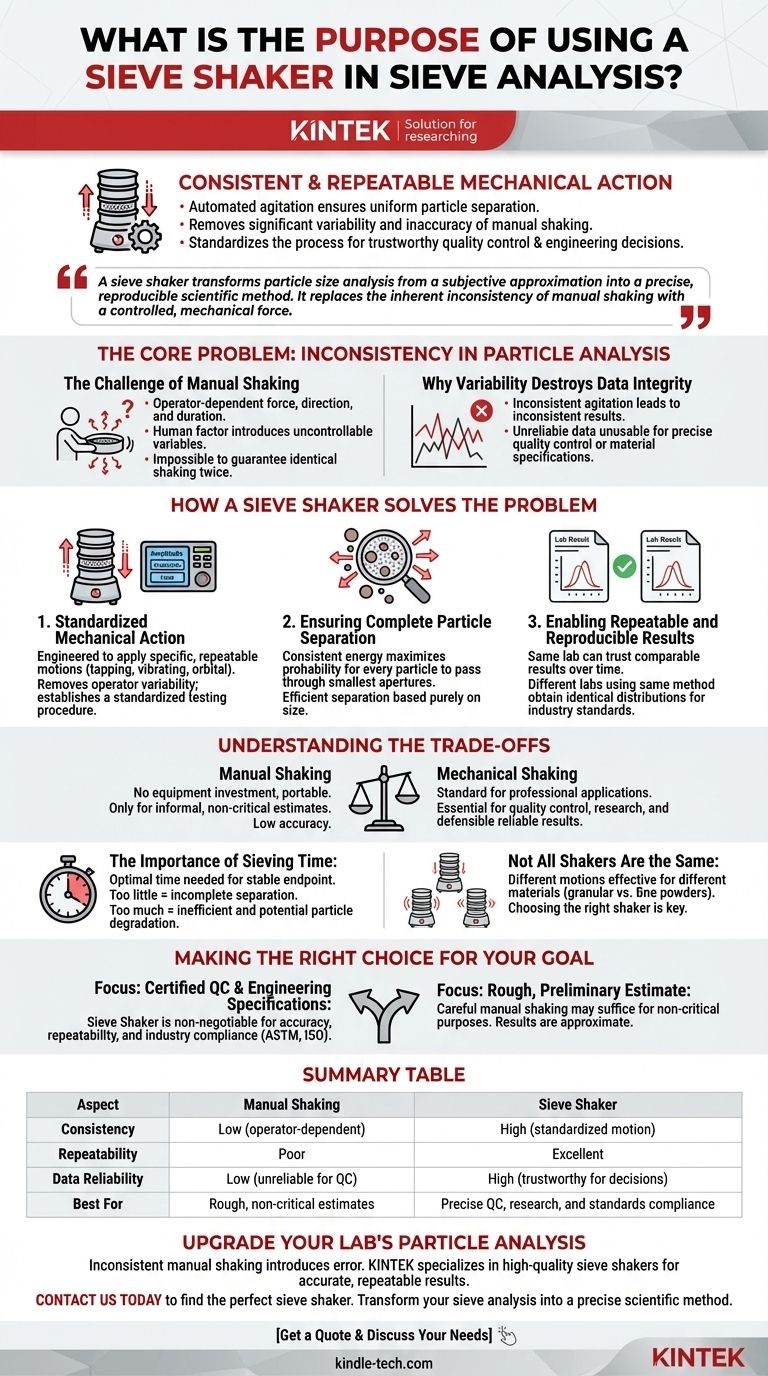 Welchen Zweck hat der Einsatz eines Siebschüttlers bei der Siebanalyse? Erzielen Sie genaue Partikelgrößendaten Visuelle Anleitung