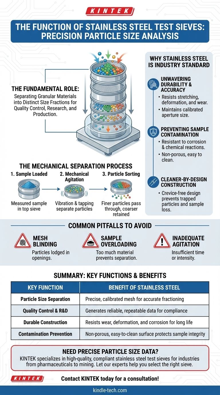 ما هي وظيفة مناخل الاختبار المصنوعة من الفولاذ المقاوم للصدأ؟ ضمان تحليل دقيق لحجم الجسيمات دليل مرئي