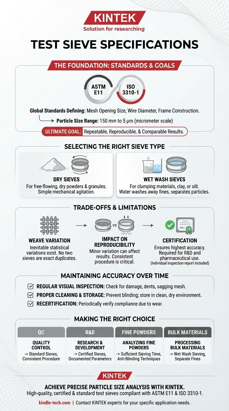 Каковы технические характеристики лабораторных сит? Руководство по стандартам ASTM и ISO для точного анализа размера частиц Визуальное руководство