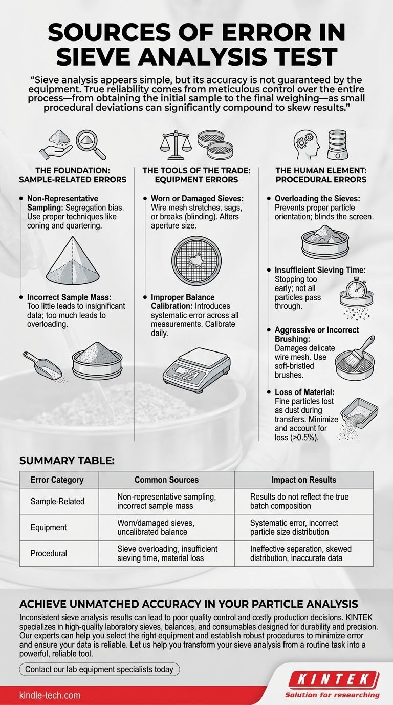 Quelles sont les sources d'erreur possibles dans le test d'analyse granulométrique par tamisage ? Évitez les erreurs coûteuses et assurez la précision des données Guide Visuel