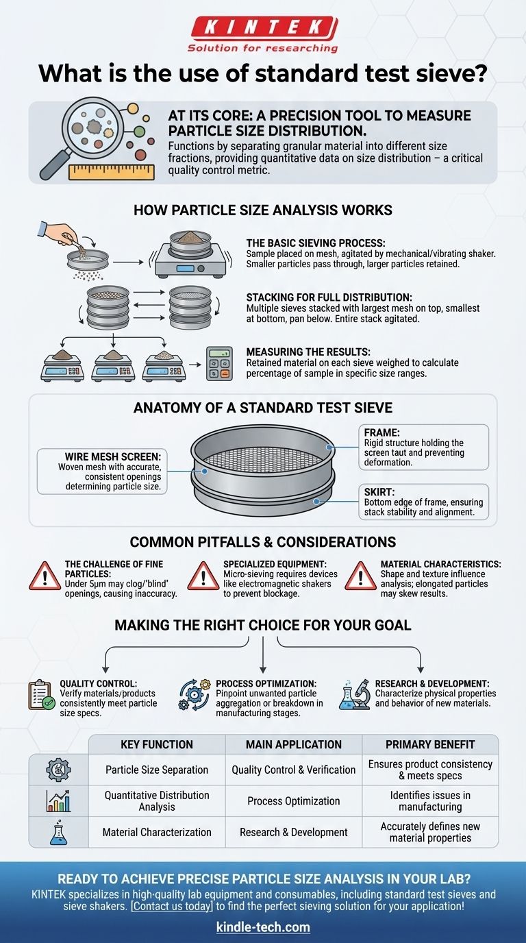 ما هو استخدام المنخل الاختباري القياسي؟ ضمان تحليل دقيق لحجم الجسيمات لمراقبة الجودة دليل مرئي