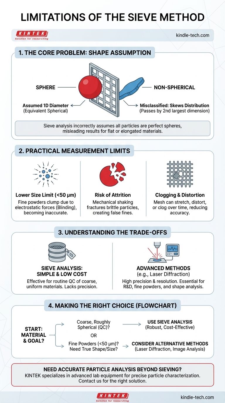 ふるい分け法の使用における一つの限界は何ですか？非球形粒子に関する問題 ビジュアルガイド