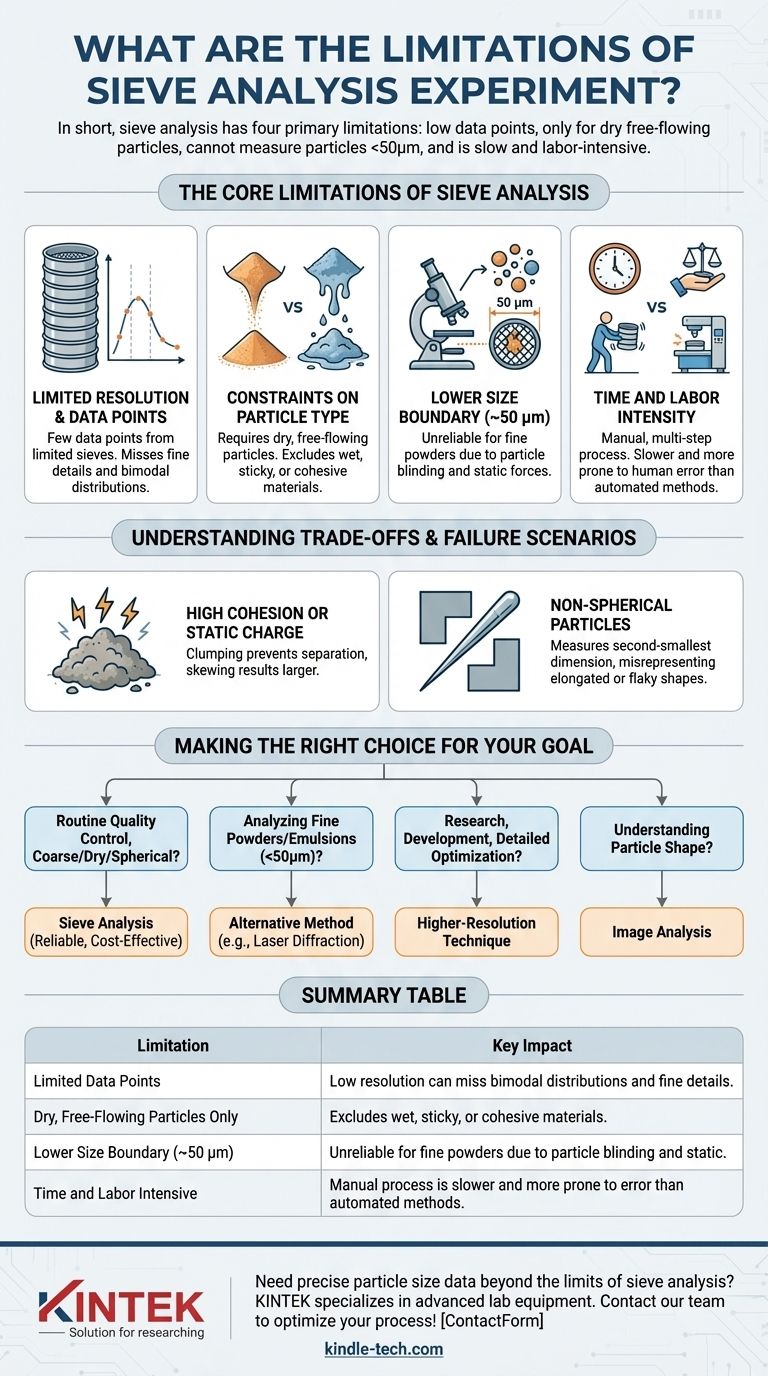 Quais são as limitações do experimento de análise de peneiramento? Principais Restrições para uma Granulometria Precisa Guia Visual