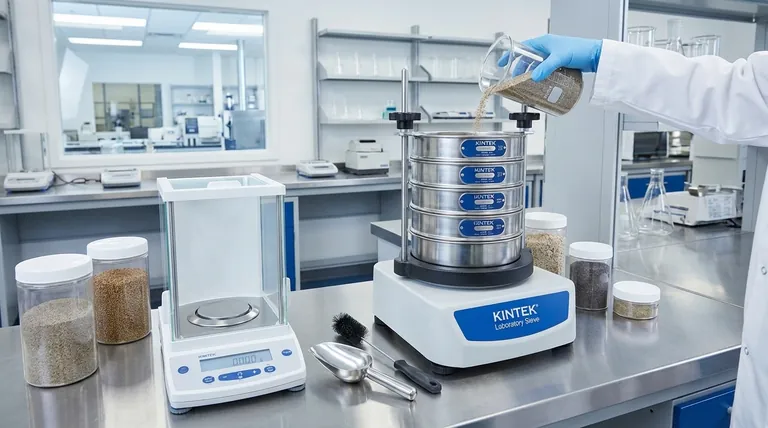 ふるい分け分析に推奨される試料サイズはどのくらいですか?正確な結果を得るために過負荷を避けてください。