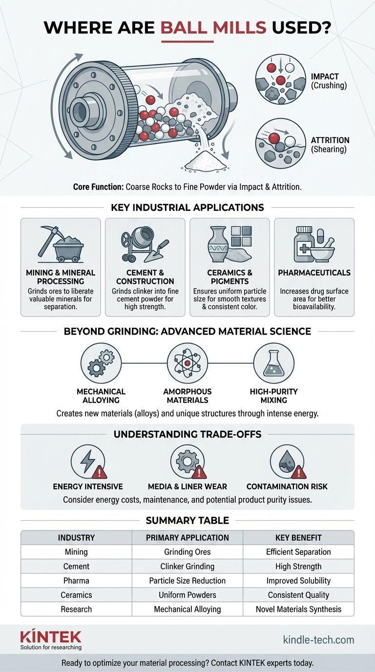 Où sont utilisées les broyeurs à boulets ? Solutions de broyage essentielles pour l'exploitation minière, le ciment et la pharmacie Guide Visuel