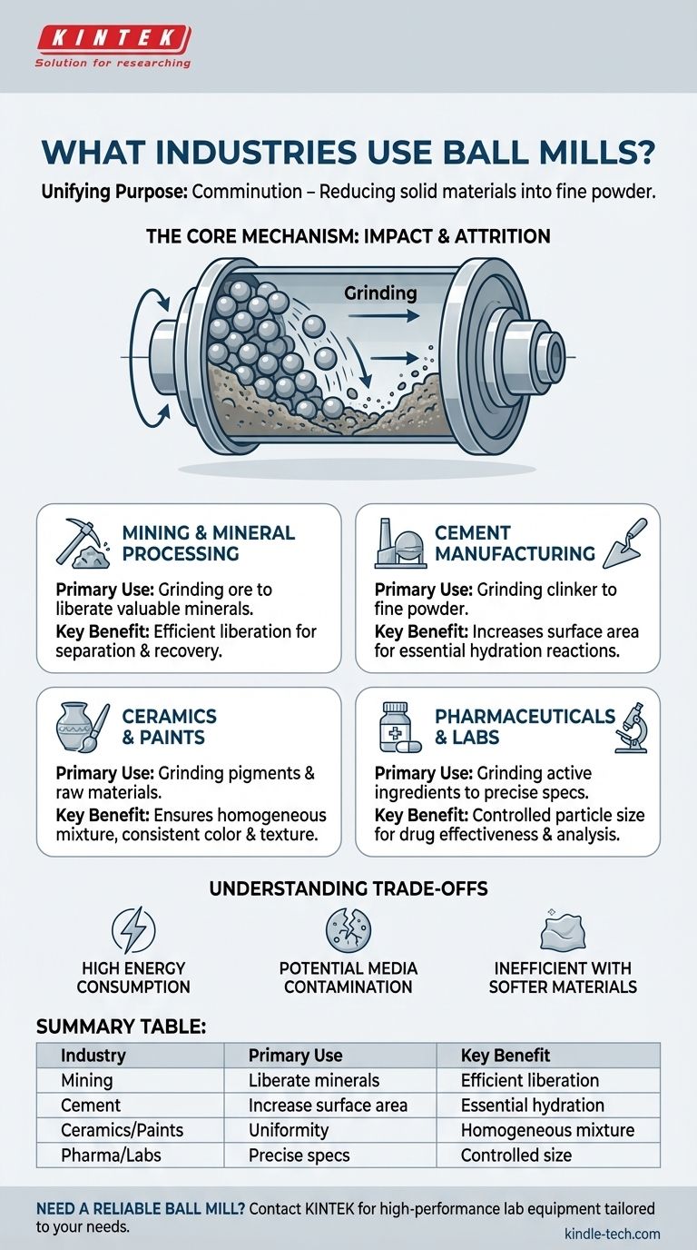 ¿Qué industrias utilizan molinos de bolas? Una guía para aplicaciones de molienda en minería, cemento y más Guía Visual