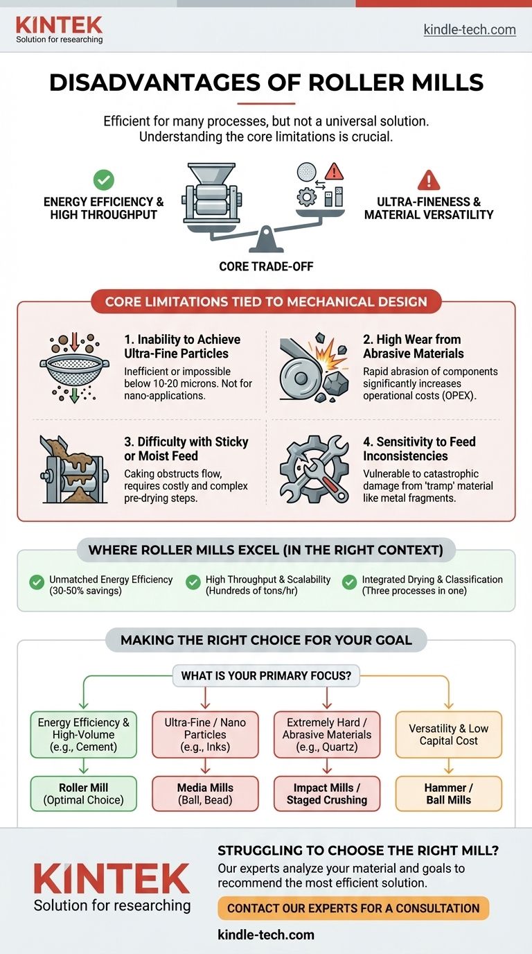 ما هي عيوب مطاحن الأسطوانات؟ قيود رئيسية في حجم الجسيمات ومعالجة المواد دليل مرئي